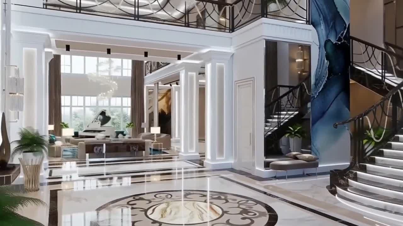 Scene 2: the entrance hall Second scene of the sample film: the entrance hall with a staircase